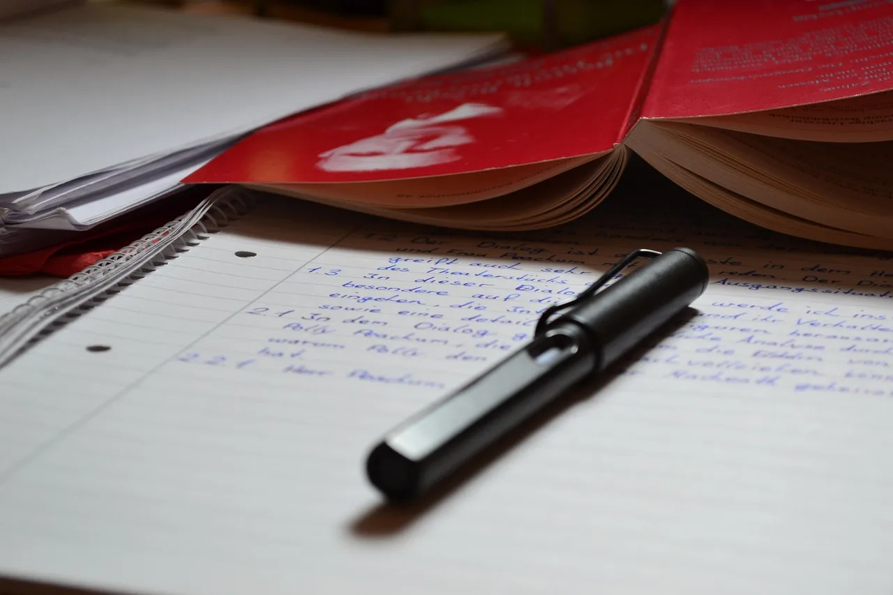 ink pen, desk, paper, college block, three penny opera, drama, text, training, school